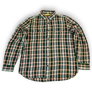 Womens Large Flannel Shirt Gap + Pendleton Deep Hunter Green Orange 100% Cotton